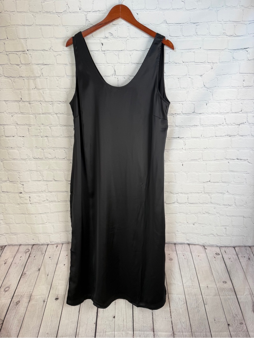 H&M Classic Black Satin Slip Dress - Women Large